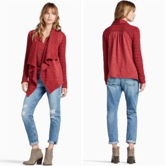 Lucky Brand Sweaters - Lucky Brand Drapey Cross Neck Sweater - Maroon, M